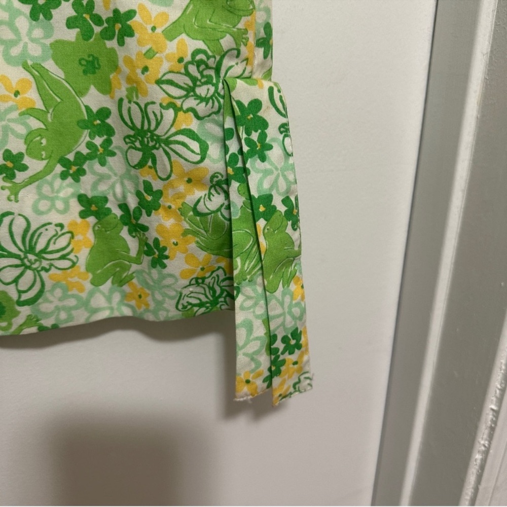 Lilly Pulitzer frog shift dress vintage white tag green yellow white cotton - Picture 4 of 8